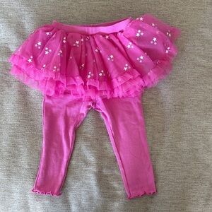 Pink Tutu Skirt Leggings with Star Pattern